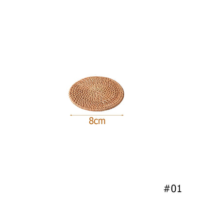 Natural Rattan Coaster Handwoven Boho Table Decor Home Accessories