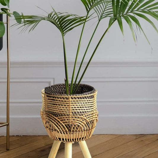 Tall Rattan Plant Stand Woven Bamboo Indoor Floor Standing Planter Home Decor