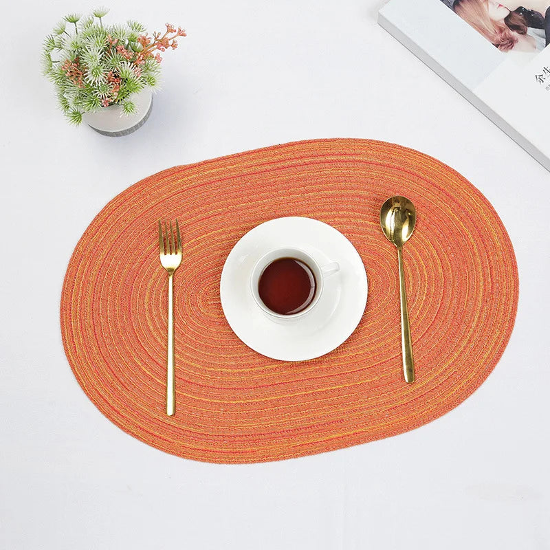 Oval Woven Placemat Set Natural Braided Dining Table Mat