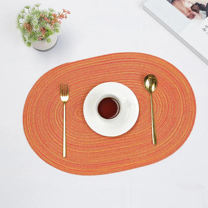 Oval Woven Placemat Set Natural Braided Dining Table Mat