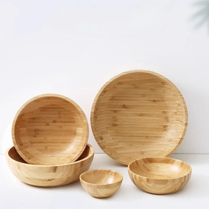 Natural Bamboo Salad Bowl Fruit Bowl Eco Friendly Kitchen Decor