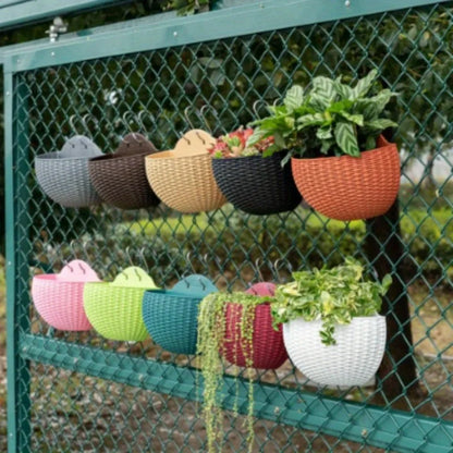 Rattan Look Half Round Wall Planter Hanging Flower Pot Balcony