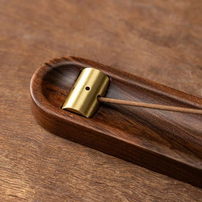 Japanese Black Walnut Wood Incense Stick Holder Adjustable Round Burner Home Decor