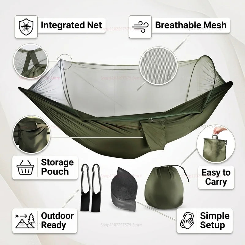 Portable Outdoor Camping Hammock with Mosquito Net Ultralight Travel Shelter