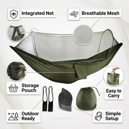 Portable Outdoor Camping Hammock with Mosquito Net Ultralight Travel Shelter