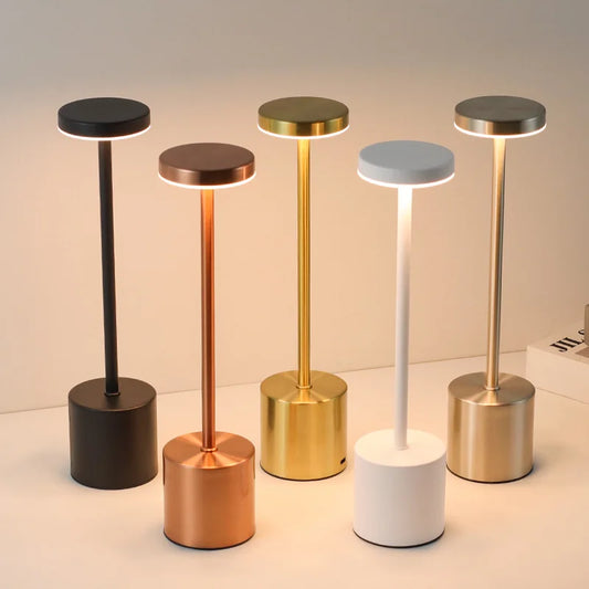 Nordic Alloy Cordless Table Lamp 3-Colour Touch Dimmable Rechargeable Home Decor