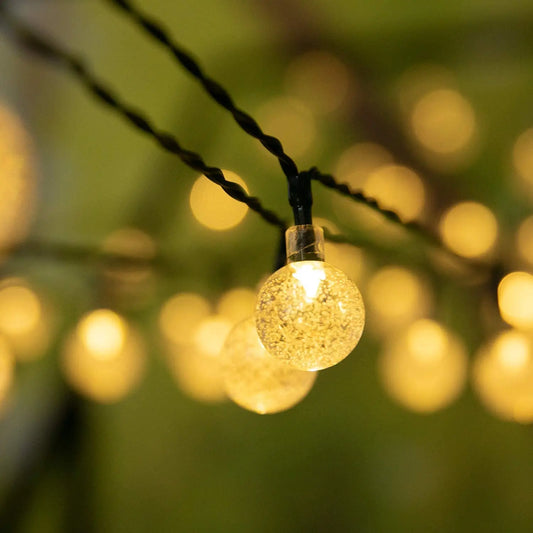 Solar Crystal Globe String Lights Outdoor Waterproof LED Garden Fairy Lights