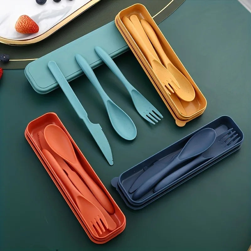 Portable 3-in-1 Cutlery Set Carry Case Travel Picnic Outdoor Entertaining