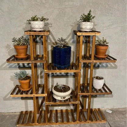 Wooden Plant Shelf Multi Tier Flower Pot Stand Indoor Outdoor Display
