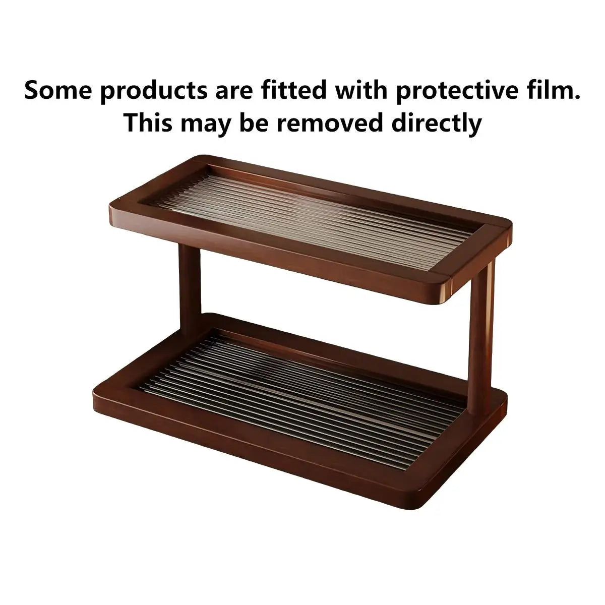 2-Tier Bamboo Countertop Organiser Shelf with Acrylic Base Kitchen Bathroom Home Decor