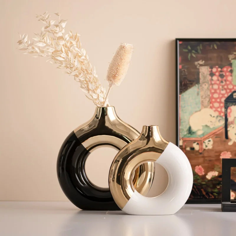 Luxury Nordic Ceramic Flower Vase Minimalist Home Decor Living Room