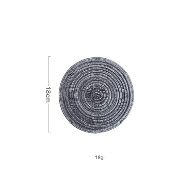 Round Woven Ramie Placemat Set of 6 Anti-Slip Dining Table Mat