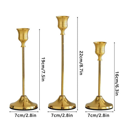 Vintage Metal Taper Candle Holder Set of 3 Elegant Home Decor