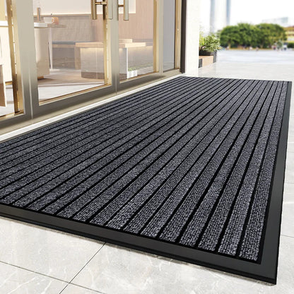 Heavy-Duty PVC Striped Door Mat Anti-Slip Outdoor Entrance Home Decor