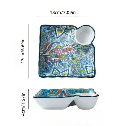 Bohemian Dumpling Plate Ceramic Segmented Breakfast Dish