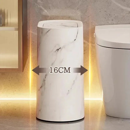 Nordic Marble Texture Press-Top Trash Can Narrow Odour-Proof Bathroom Home Decor