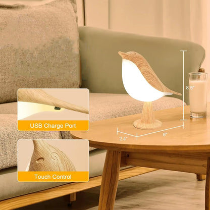 LED Touch-Control Bird Table Lamp Rechargeable USB Cordless Dimmable Home Decor