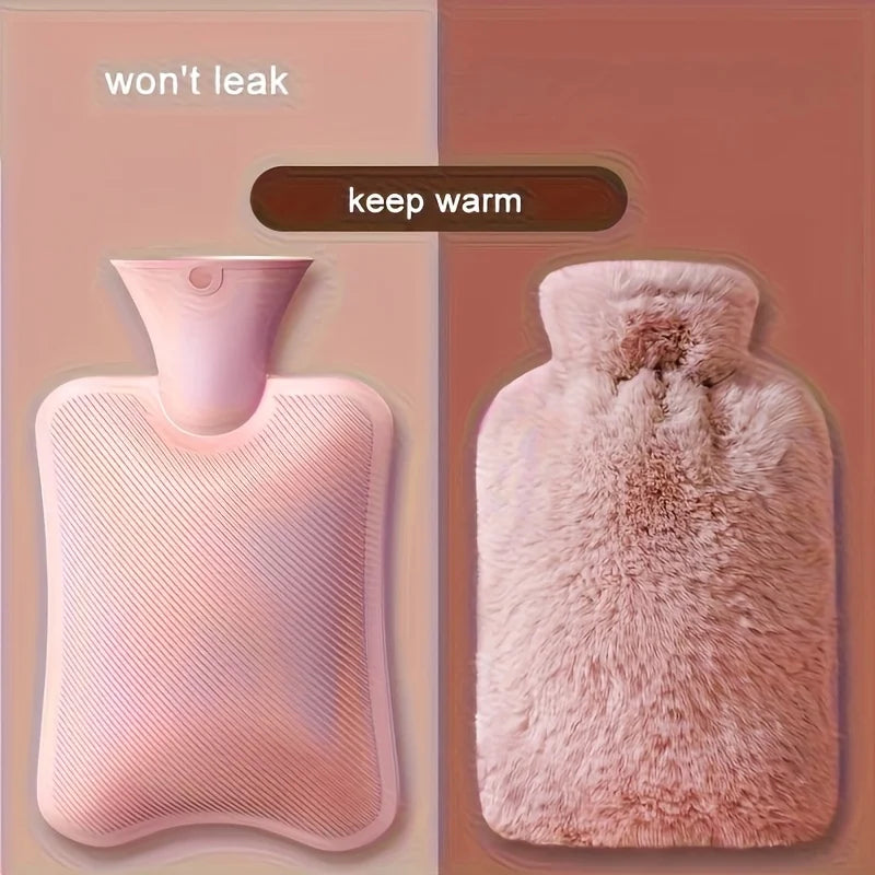 Plush Cover Hot Water Bottle 1L and 2L Leak-Proof Warm Winter Comfort Home Decor