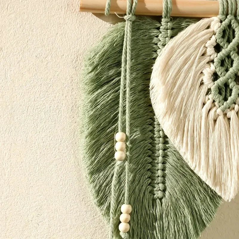 Handmade Macrame Leaf Wall Hanging Boho Woven Leaves Tapestry Home Decor