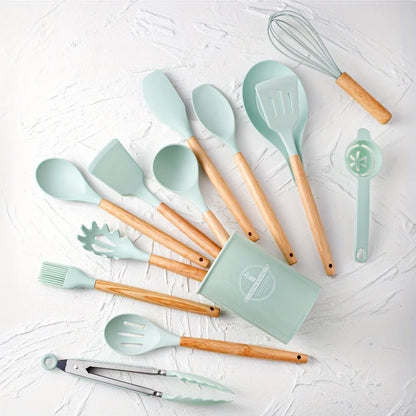 Silicone Utensil Set 14 Piece Cooking Tools with Storage Holder