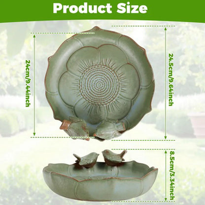 Ceramic Bird Bath Bowl Multifunctional Outdoor Garden Hummingbird Feeder