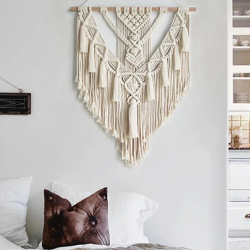 Macrame Woven Wall Hanging Boho Geometric Art Tapestry Home Decor