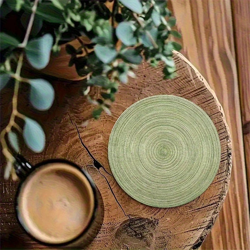 Round Wooden Coaster Set of 6 Retro Natural Wood Table Decor
