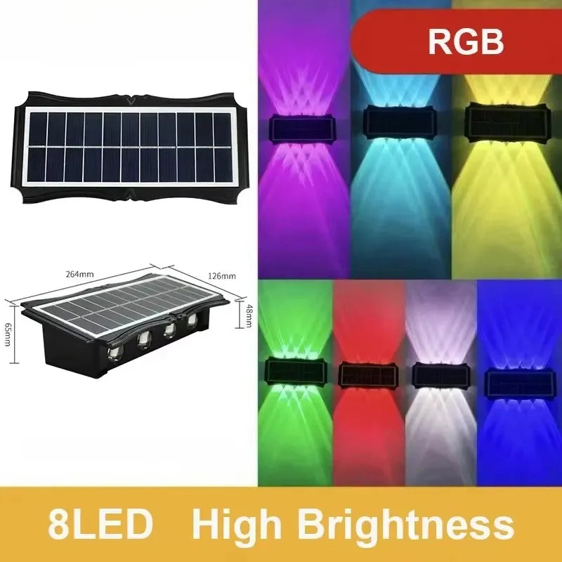 Solar LED Up Down Wall Light Outdoor Waterproof Garden Balcony Fence Decor Light