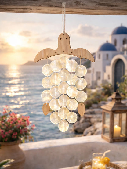 Capiz Shell Turtle Hanging Ornament Nautical Bohemian Coastal Home Decor