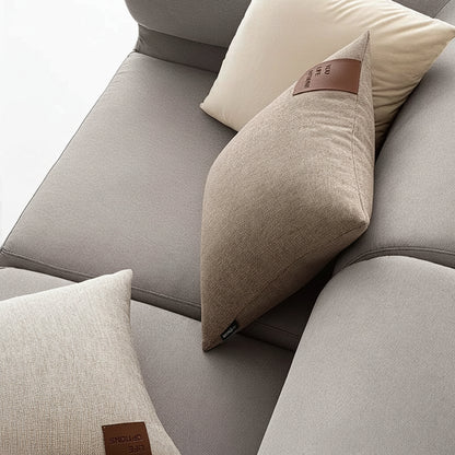 Premium Leather Label Splicing Cushion Cover Nordic Minimalist Home Decor