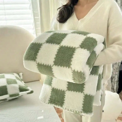 Soft Flannel Check Throw Blanket Warm Winter Sofa Blanket Home Decor