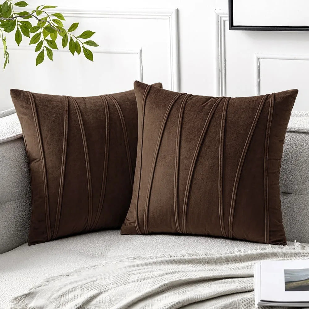 Velvet Wavy Line Cushion Cover Minimalist Textured Sofa Pillow Cover Home Decor