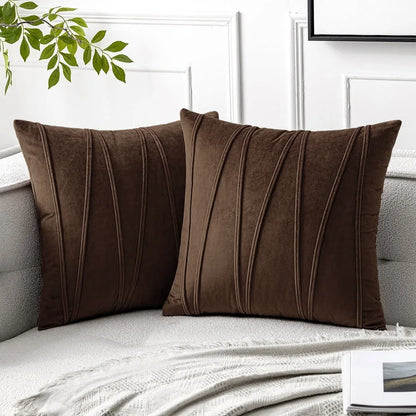 Velvet Wavy Line Cushion Cover Minimalist Textured Sofa Pillow Cover Home Decor