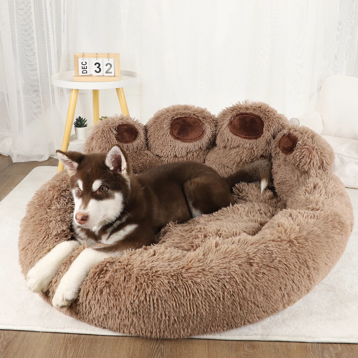 Plush Round Dog Bed Bolster Washable Lounge Room Pet Gift