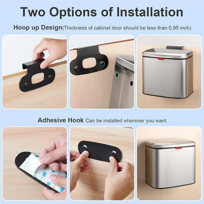 Wall-Mounted Stainless Steel Compost Bin with Lid 4L Kitchen Cabinet Door