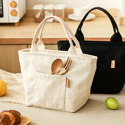 Canvas Insulated Lunch Bag with Zipper Portable Picnic Travel Storage Home Decor