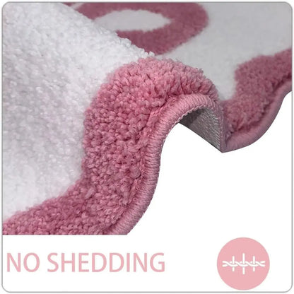 Bow Bath Mat Scalloped Non Slip Coquette Bathroom Bedroom Floor Rug