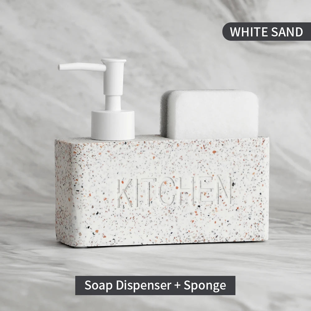Sandstone Texture Soap Dispenser Set Bathroom Kitchen Decor