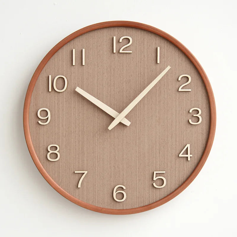 Japanese Noiseless Solid Wood Wall Clock Retro Minimalist Living Room Home Decor