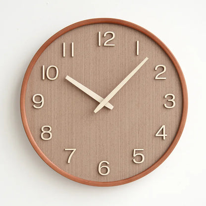Japanese Noiseless Solid Wood Wall Clock Retro Minimalist Living Room Home Decor