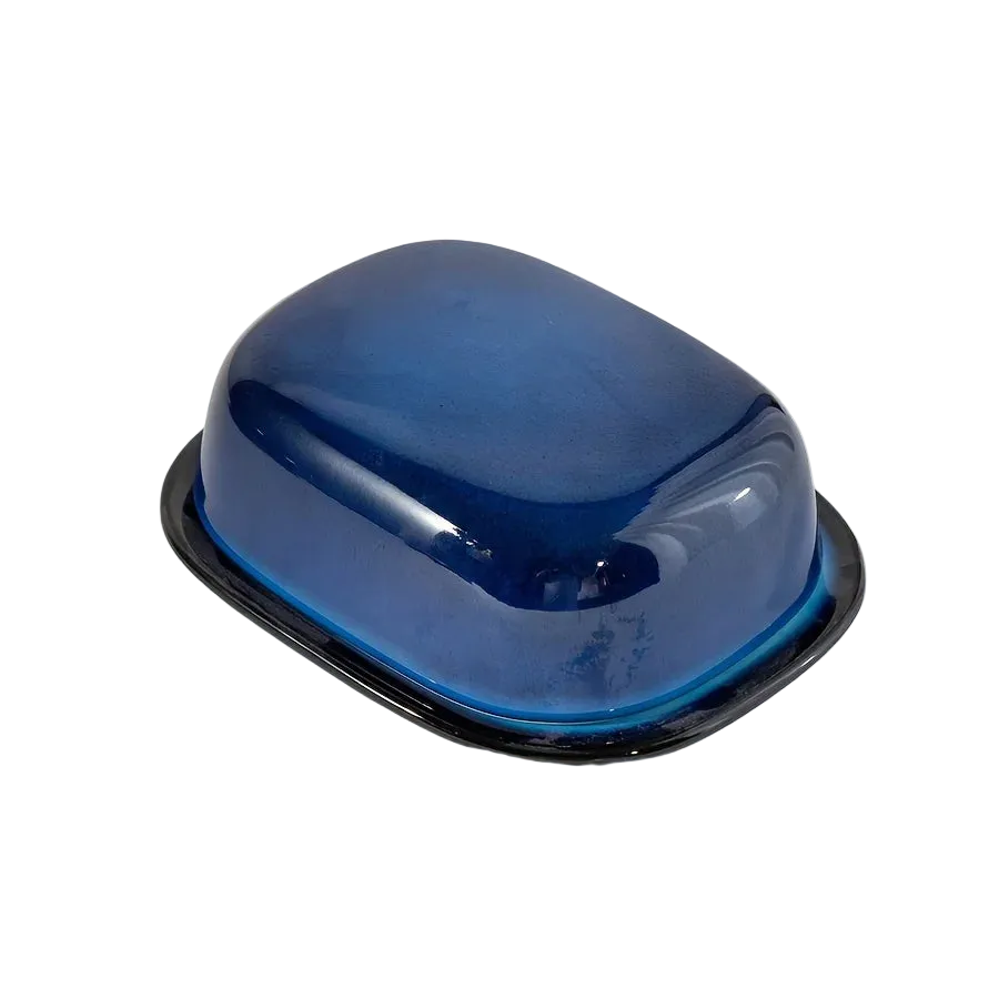 Retro Glazed Ceramic Butter Dish with Lid Countertop Kitchen Decor