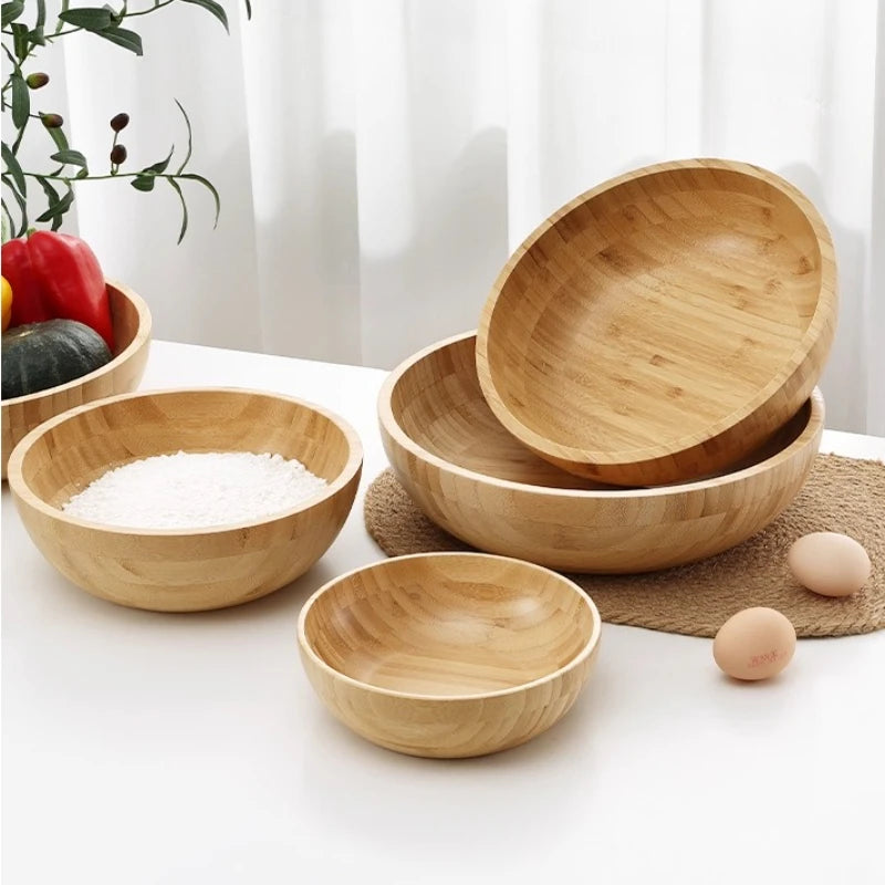 Natural Bamboo Salad Bowl Fruit Bowl Eco Friendly Kitchen Decor