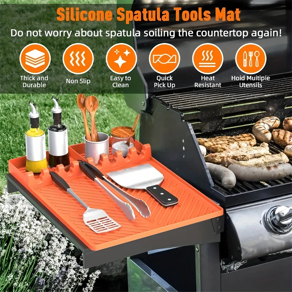 Silicone BBQ Grill Mat Heat-Resistant Non-Stick Drip Pad Kitchen Outdoor