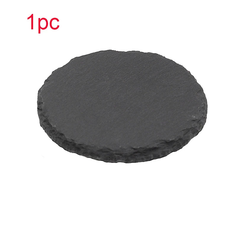 Natural Slate Stone Coaster Japanese Style Round Square Home Decor