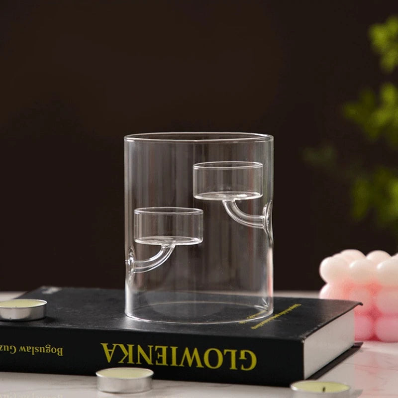 Glass Hurricane Candle Holder Cylindrical Windproof Home Decor