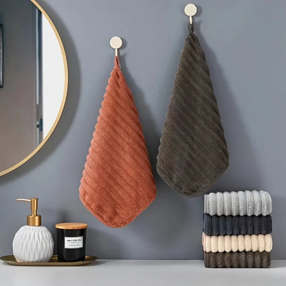 Striped Hanging Hand Towel Set of 5 Soft Quick Dry Kitchen Bathroom Decor