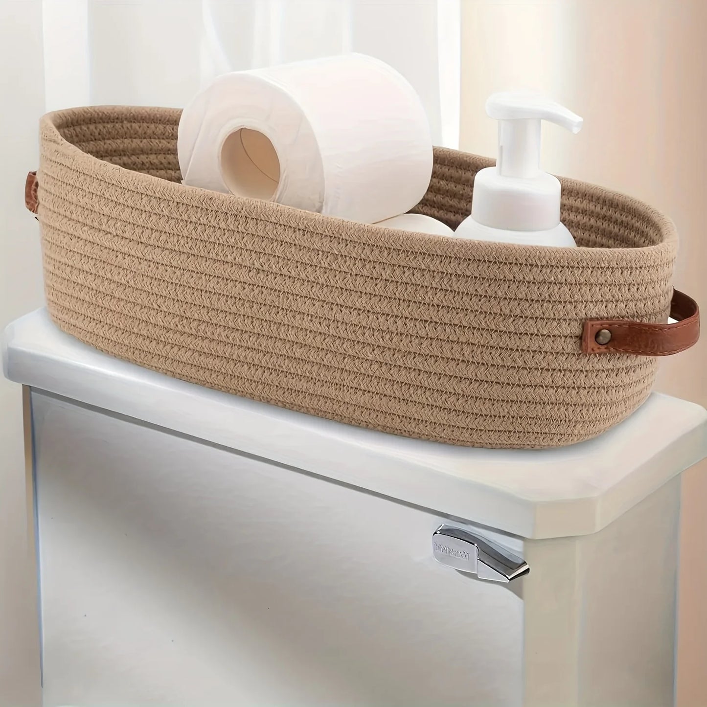 Oval Woven Storage Basket Multifunctional Bathroom Organiser Home Decor