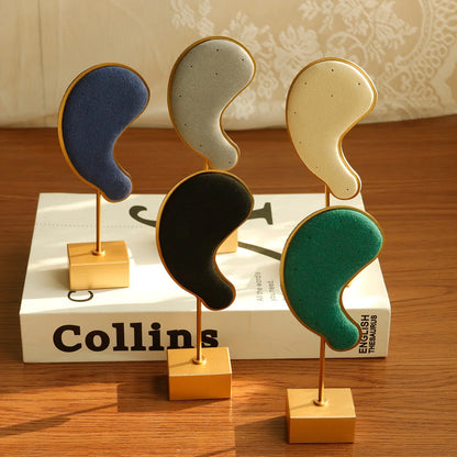 Ear-Shaped Earring Display Stand Microfiber Jewellery Organiser Home Decor