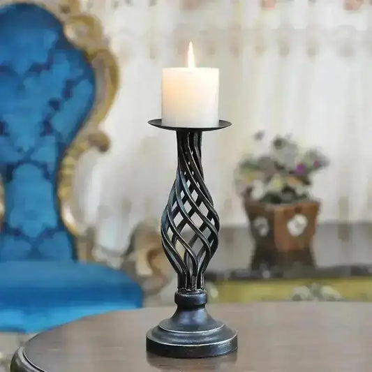 Glass Hurricane Pillar Candle Holder Retro Dining Table Decor