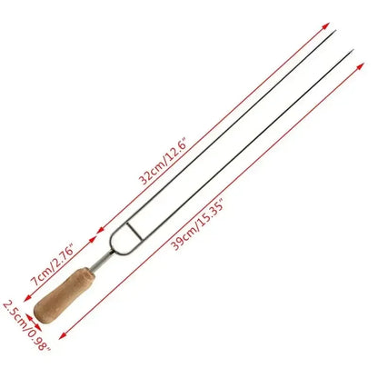 6-Piece Stainless Steel U-Shaped BBQ Skewer Set Double Prong Grilling Forks Outdoor